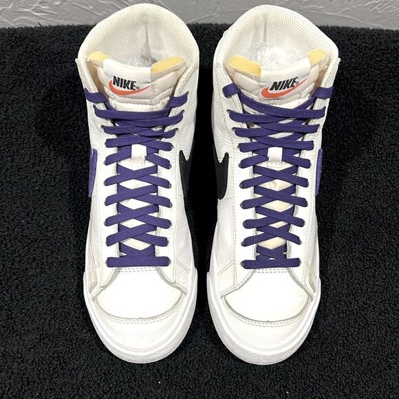 ?? NIKE Blazer Mid \'77 Vintage Leather SNEAKER Shoes White Purple Black Men Sz